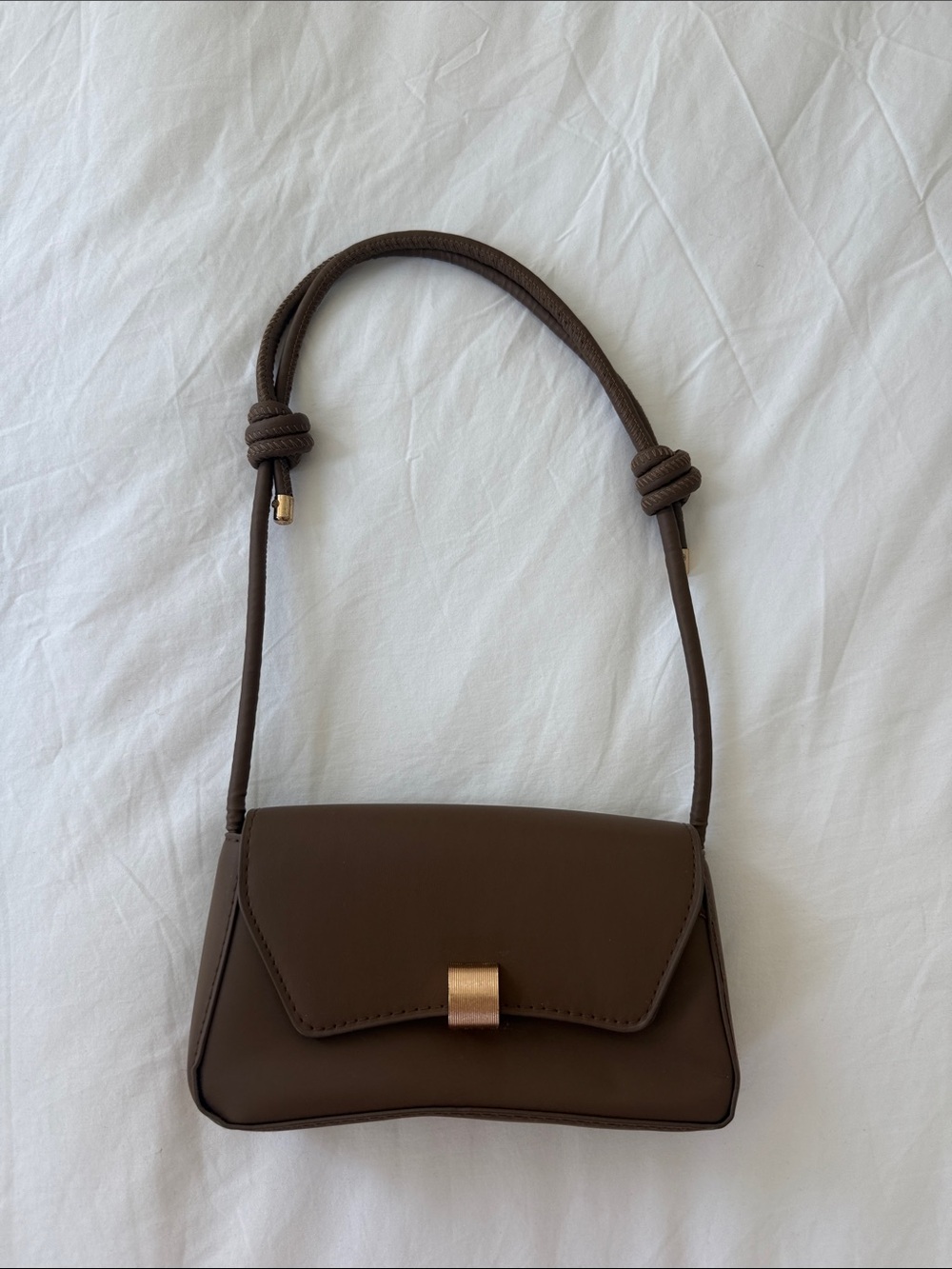 Classic Brown Faux Leather Shoulder Bag